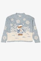 Vintage Light Blue Mandal Bay Teddy Bear Ugly Christmas Pullover (1990s)