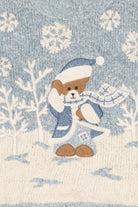 Vintage Light Blue Mandal Bay Teddy Bear Ugly Christmas Pullover (1990s)