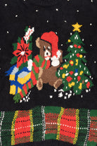 Vintage Hand Knit Black Rafaella Presents Ugly Christmas Pullover (1990s)