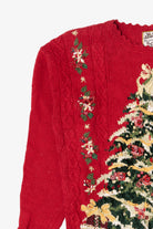 Vintage Red Heirloom Collectible Tree With Presents Ugly Christmas Pullover (2000s)