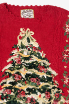 Vintage Red Heirloom Collectible Tree With Presents Ugly Christmas Pullover (2000s)