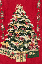 Vintage Red Heirloom Collectible Tree With Presents Ugly Christmas Pullover (2000s)