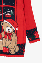 Vintage Red Nutcracker Teddy Bears Ugly Christmas Pullover (1990s)