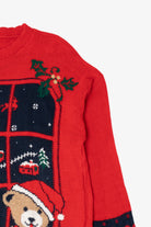 Vintage Red Nutcracker Teddy Bears Ugly Christmas Pullover (1990s)