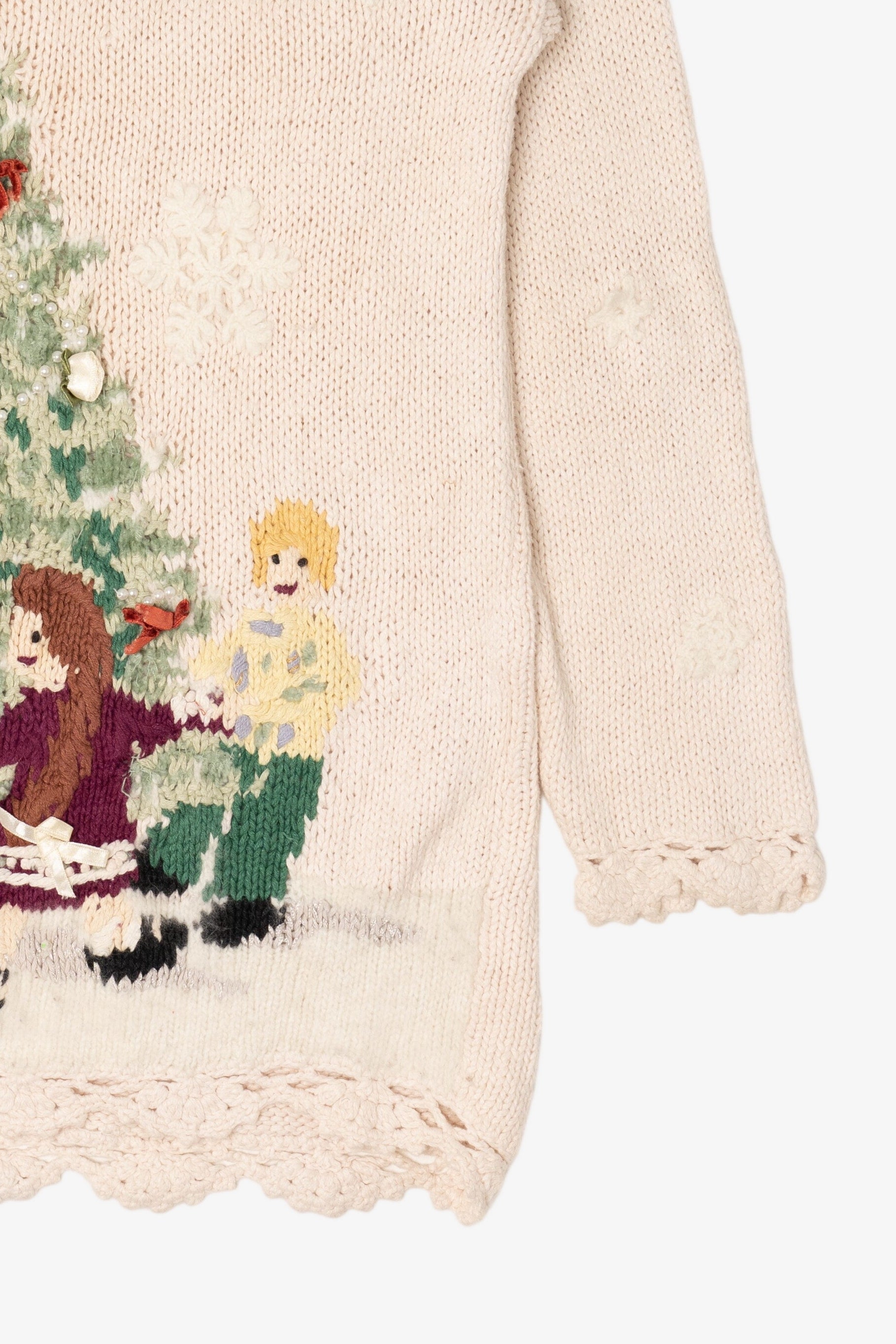 Vintage White Casual Corner Children Around Tree Ugly Christmas Pullover (1990s)