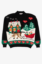 Vintage Black Karen Scott Sleigh Ride Ugly Christmas Pullover (1990s)