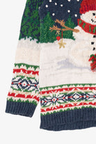 Vintage Blue Tiara International Penguin Building Snowmen Ugly Christmas Pullover (1990s)