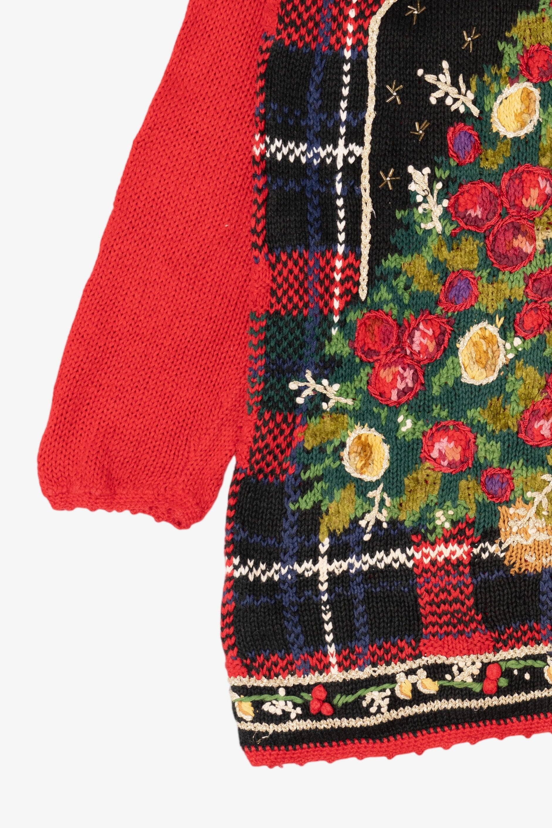 Vintage Red Heirloom Collectible Tree Ugly Christmas Pullover (1990s)