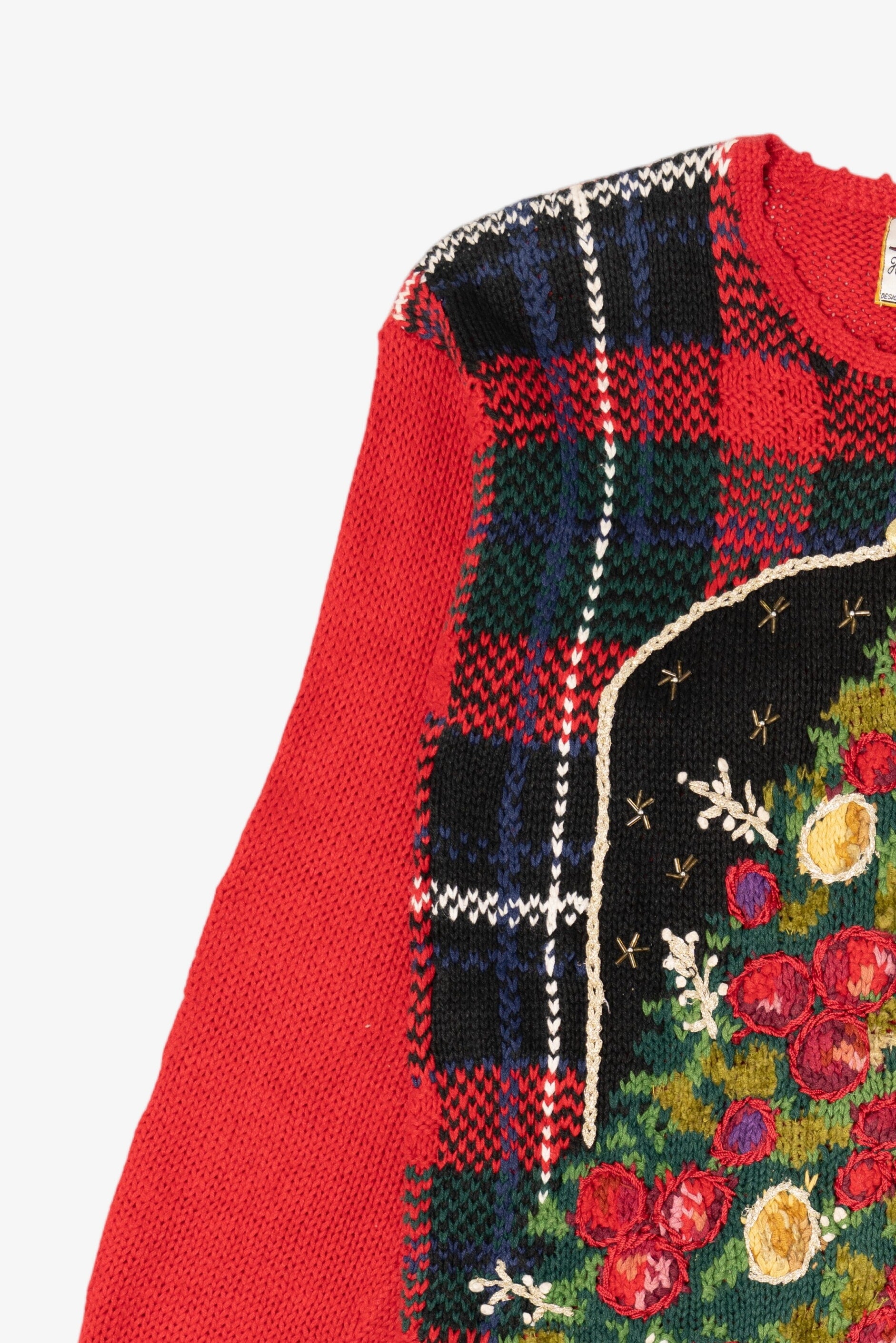 Vintage Red Heirloom Collectible Tree Ugly Christmas Pullover (1990s)