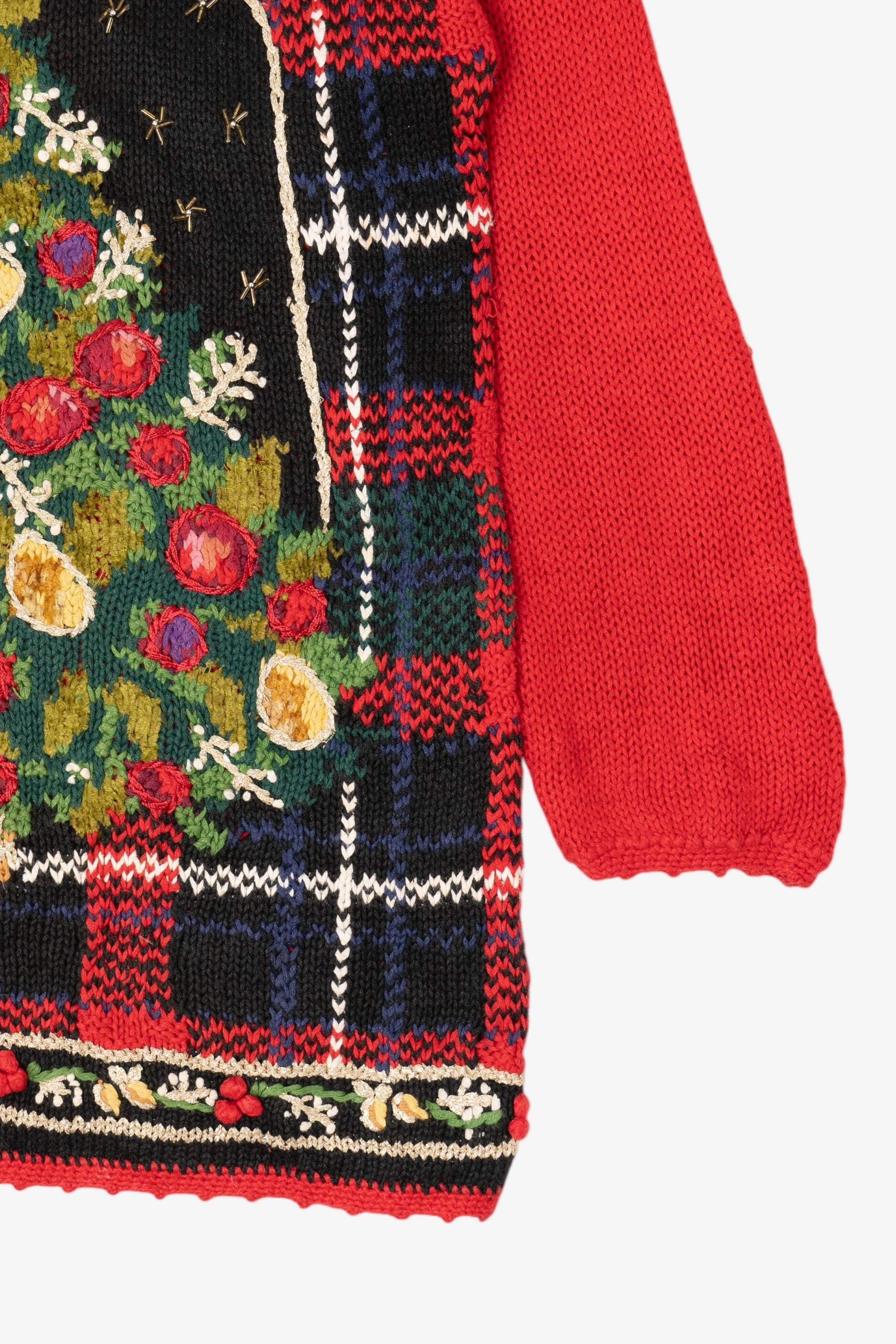 Vintage Red Heirloom Collectible Tree Ugly Christmas Pullover (1990s)