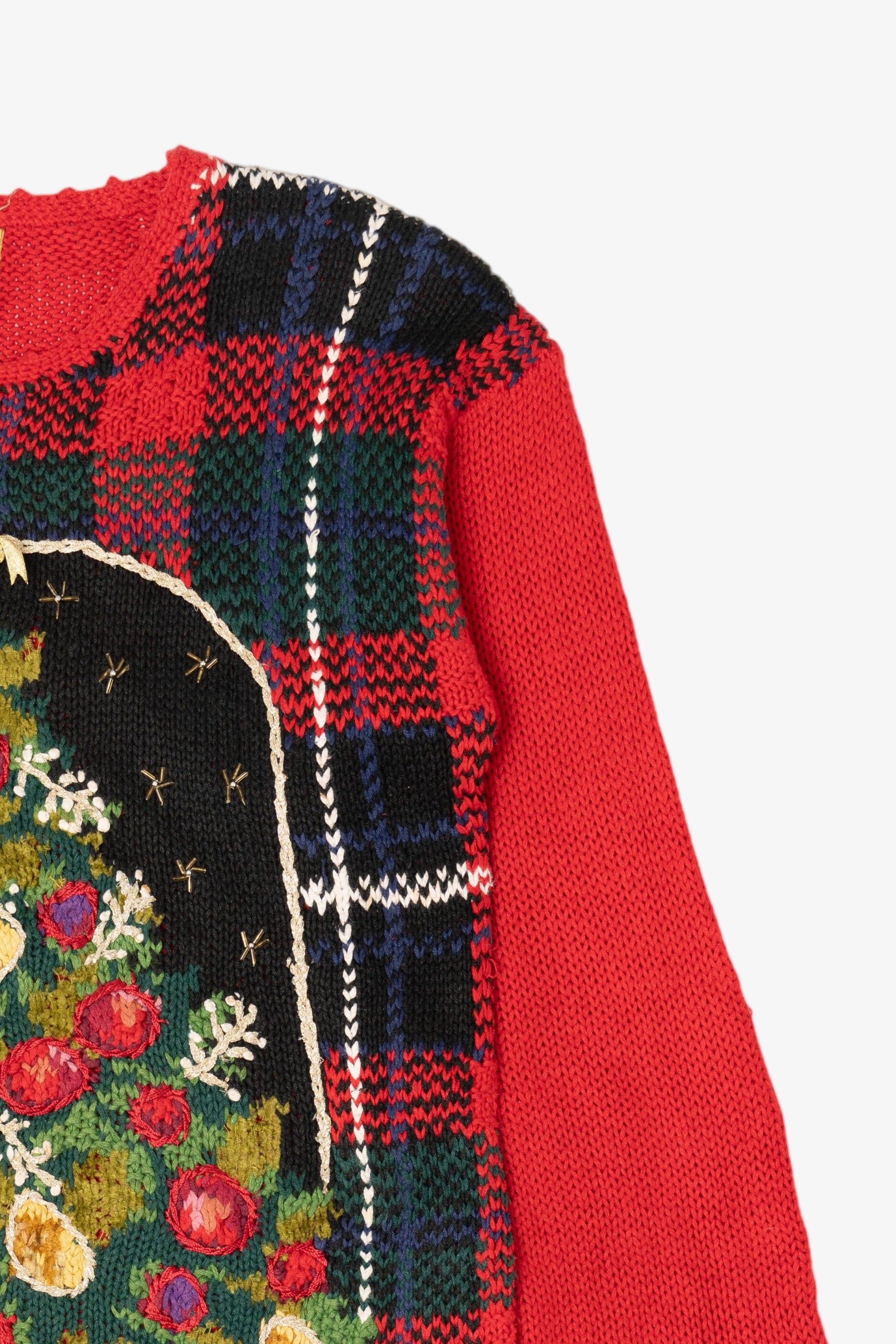 Vintage Red Heirloom Collectible Tree Ugly Christmas Pullover (1990s)