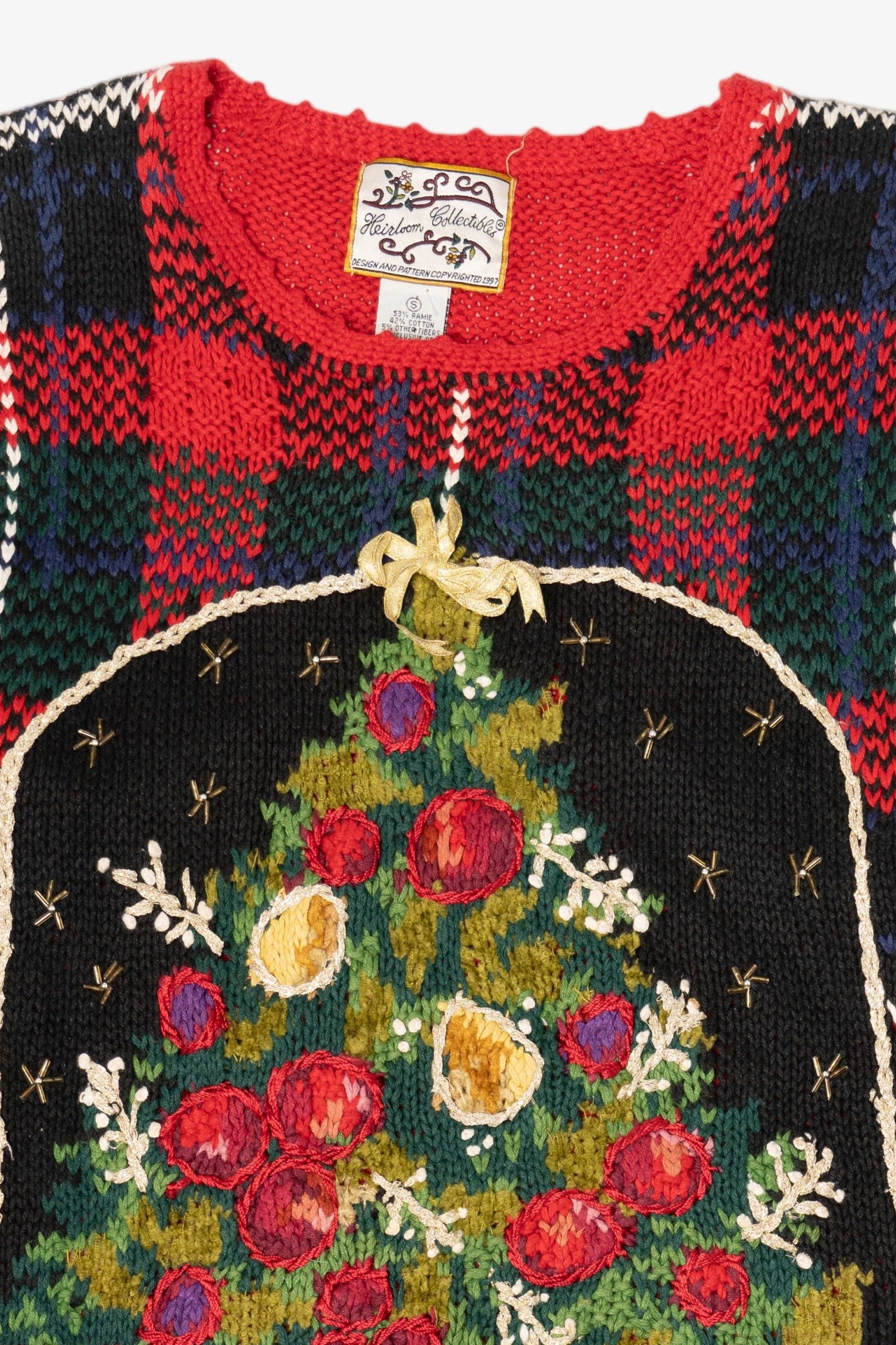 Vintage Red Heirloom Collectible Tree Ugly Christmas Pullover (1990s)
