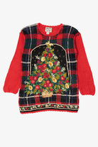 Vintage Red Heirloom Collectible Tree Ugly Christmas Pullover (1990s)