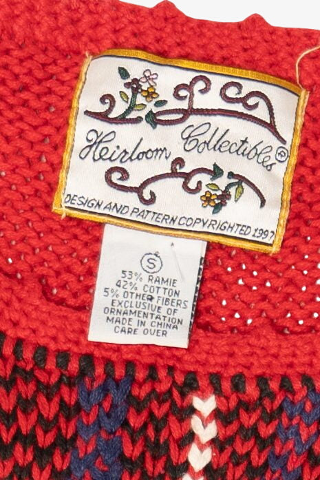 Vintage Red Heirloom Collectible Tree Ugly Christmas Pullover (1990s)