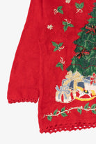 Vintage Red Presents Under Trees Ugly Christmas Pullover (1990s)