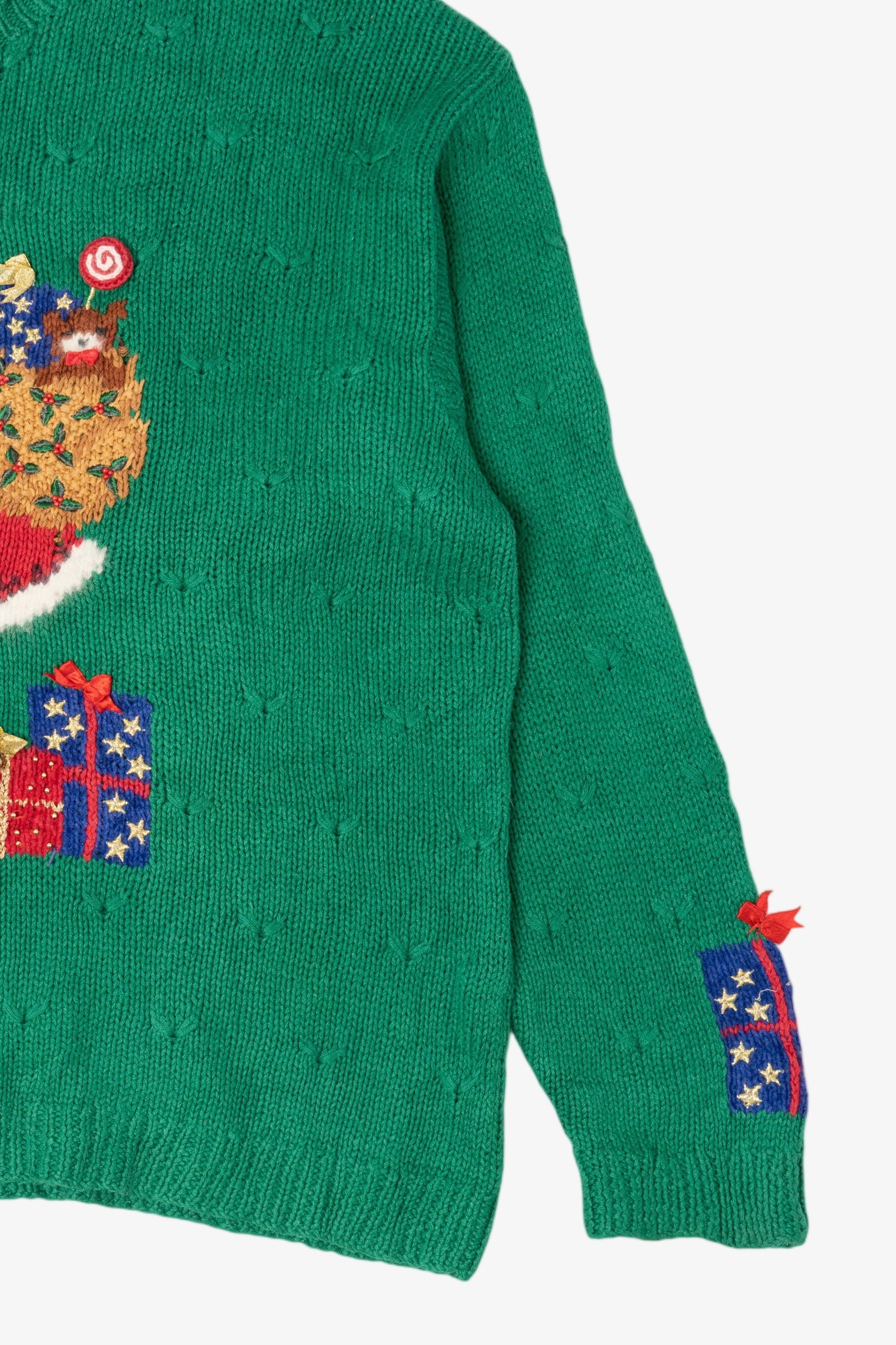 Vintage Green Marisa Christina Santa Ugly Christmas Pullover (1990s)