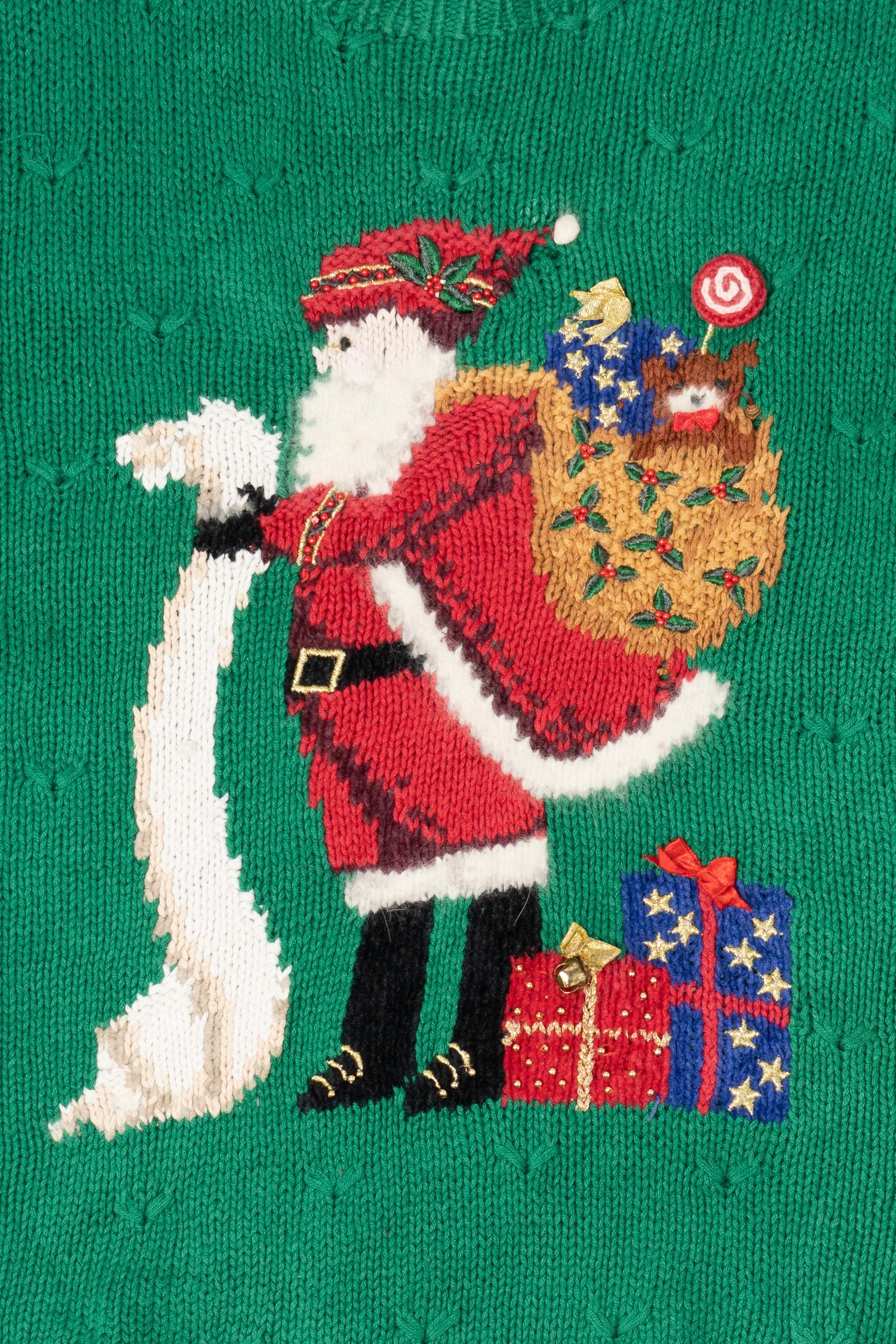 Vintage Green Marisa Christina Santa Ugly Christmas Pullover (1990s)
