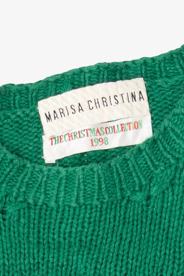 Vintage Green Marisa Christina Santa Ugly Christmas Pullover (1990s)