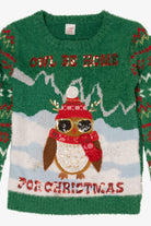 Green "Owl Be Home For Christmas" Ugly Christmas Pullover (2010s)