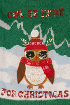 Green "Owl Be Home For Christmas" Ugly Christmas Pullover (2010s)
