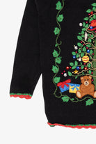 Vintage Black Milano Presents Under Tree Ugly Christmas Pullover (1990s)