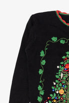 Vintage Black Milano Presents Under Tree Ugly Christmas Pullover (1990s)