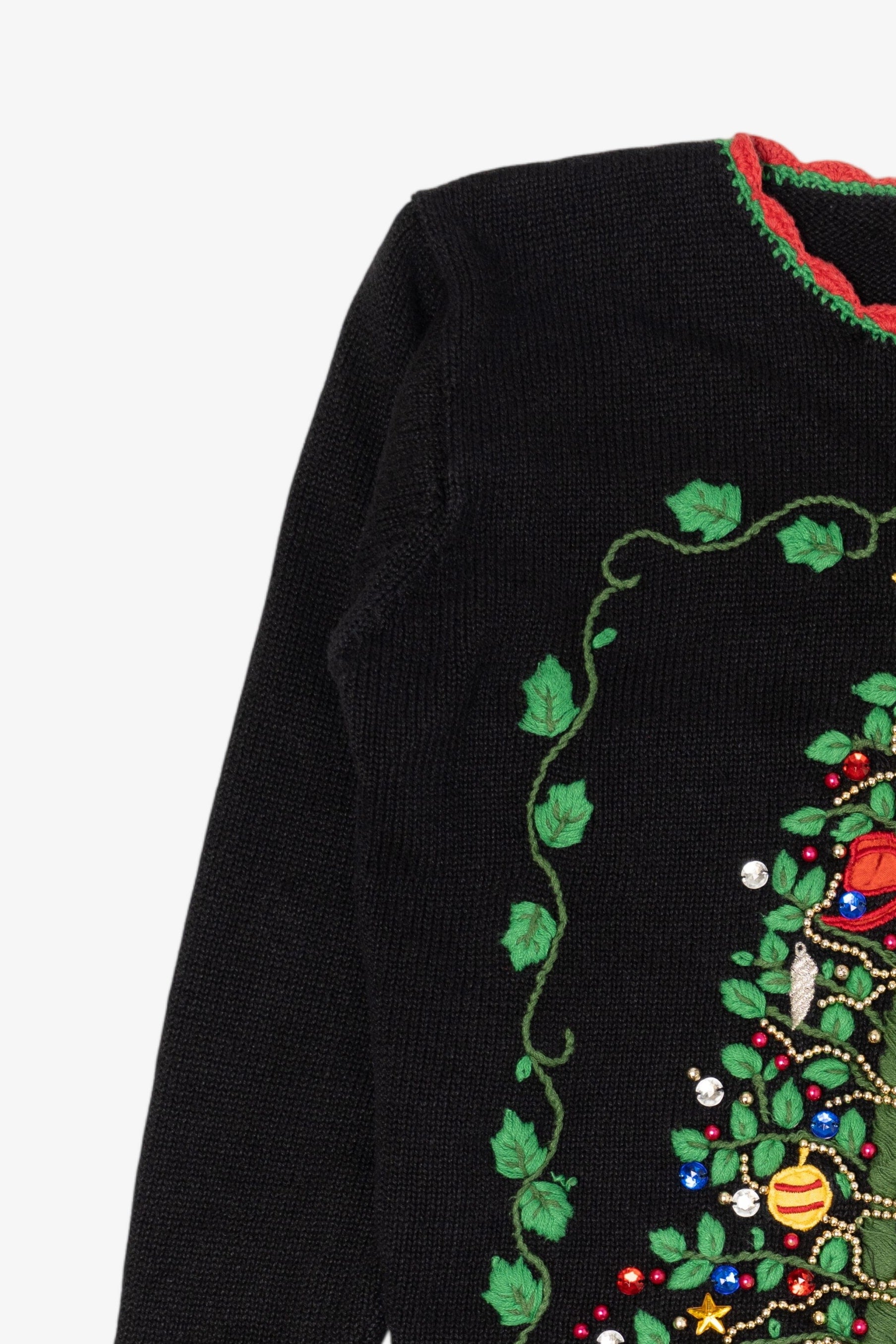 Vintage Black Milano Presents Under Tree Ugly Christmas Pullover (1990s)