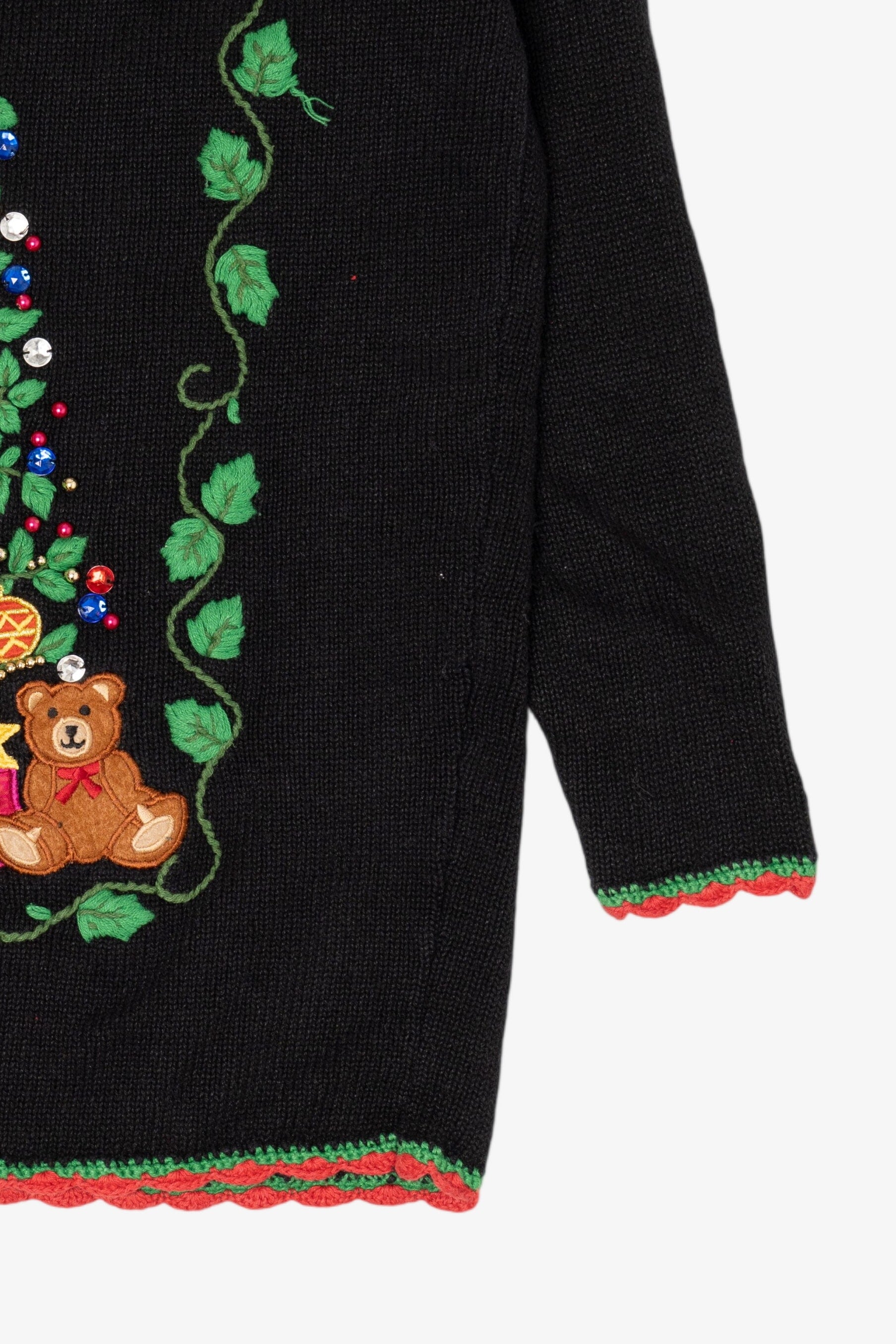 Vintage Black Milano Presents Under Tree Ugly Christmas Pullover (1990s)
