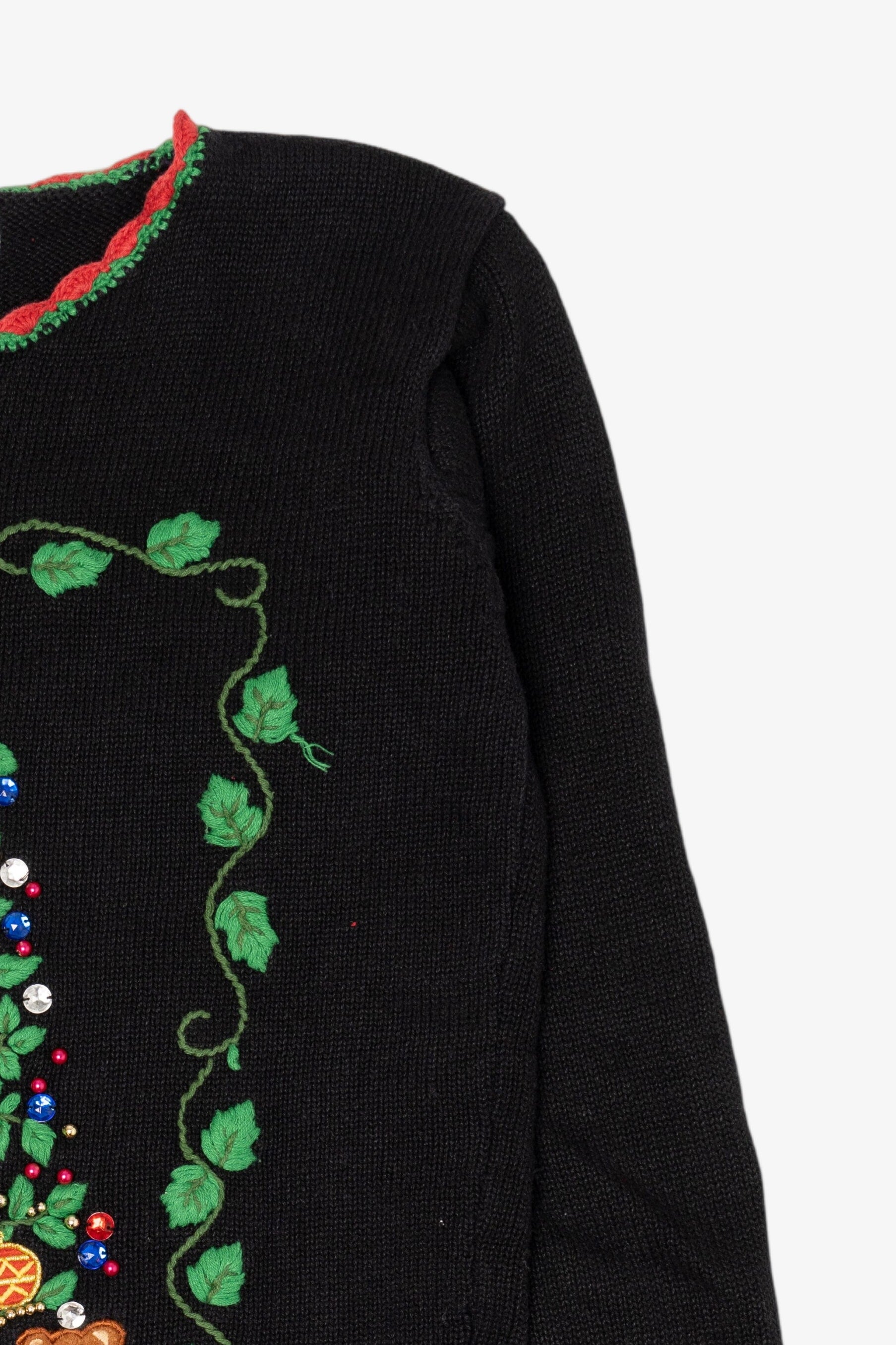 Vintage Black Milano Presents Under Tree Ugly Christmas Pullover (1990s)