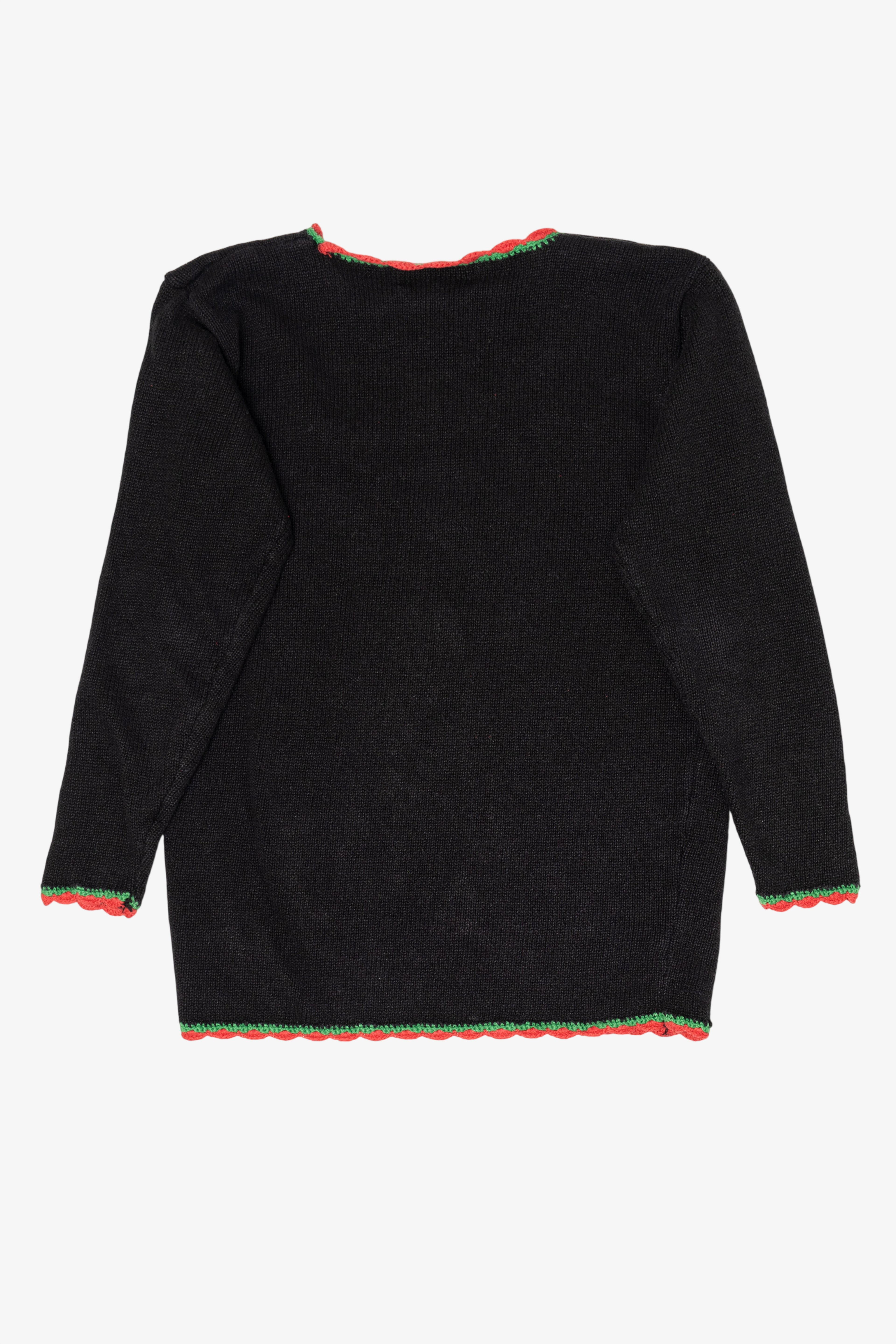 Vintage Black Milano Presents Under Tree Ugly Christmas Pullover (1990s)