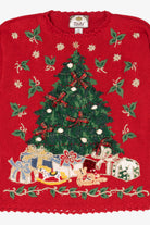 Vintage Red Tiara International Presents Under Tree Ugly Christmas Pullover (1990s)
