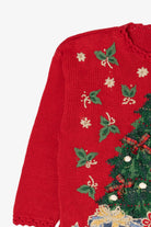 Vintage Red Tiara International Presents Under Tree Ugly Christmas Pullover (1990s)