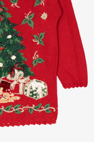 Vintage Red Tiara International Presents Under Tree Ugly Christmas Pullover (1990s)