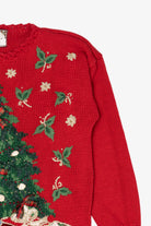 Vintage Red Tiara International Presents Under Tree Ugly Christmas Pullover (1990s)