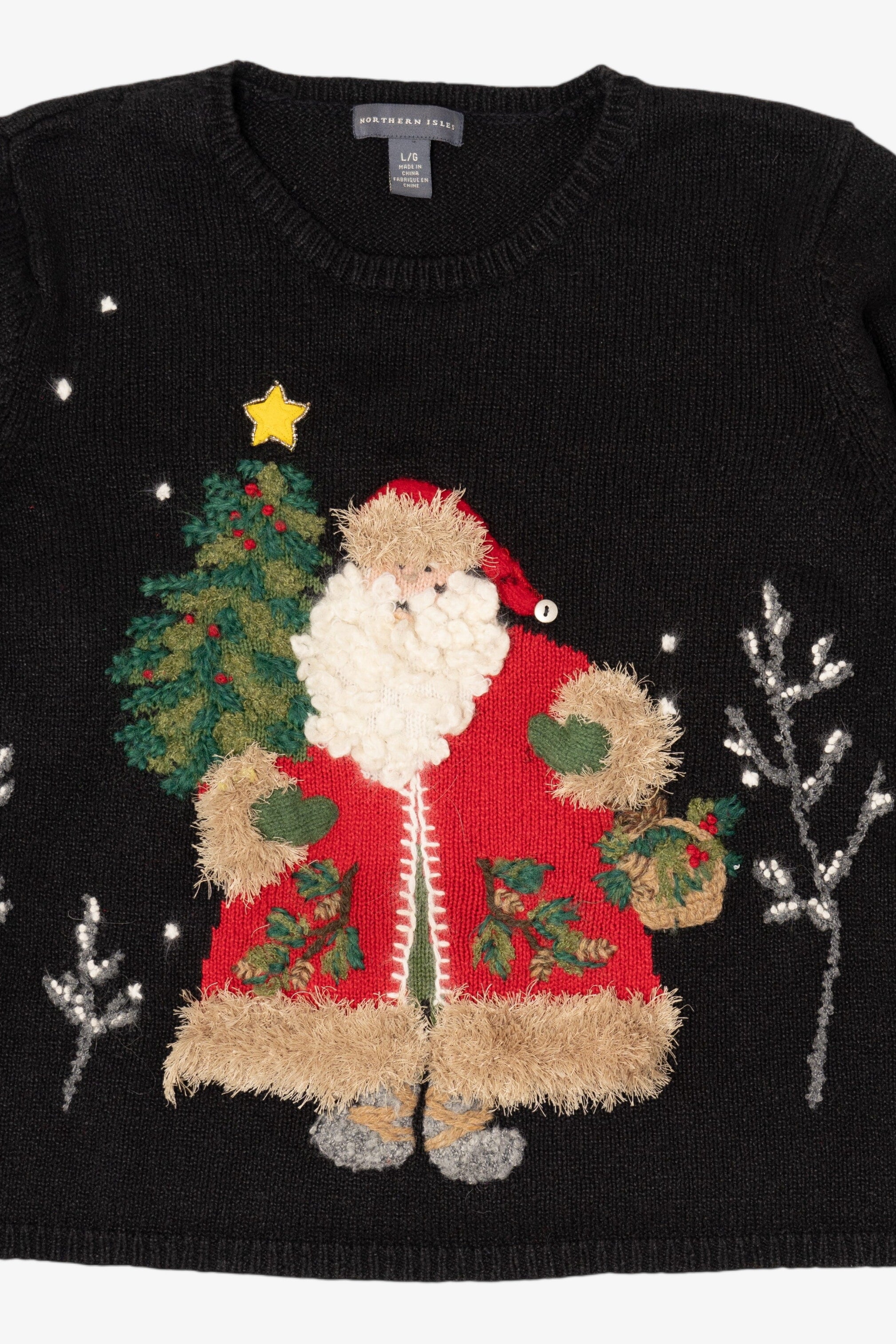 Vintage Black Northern Isles Santa Ugly Christmas Pullover (2000s)