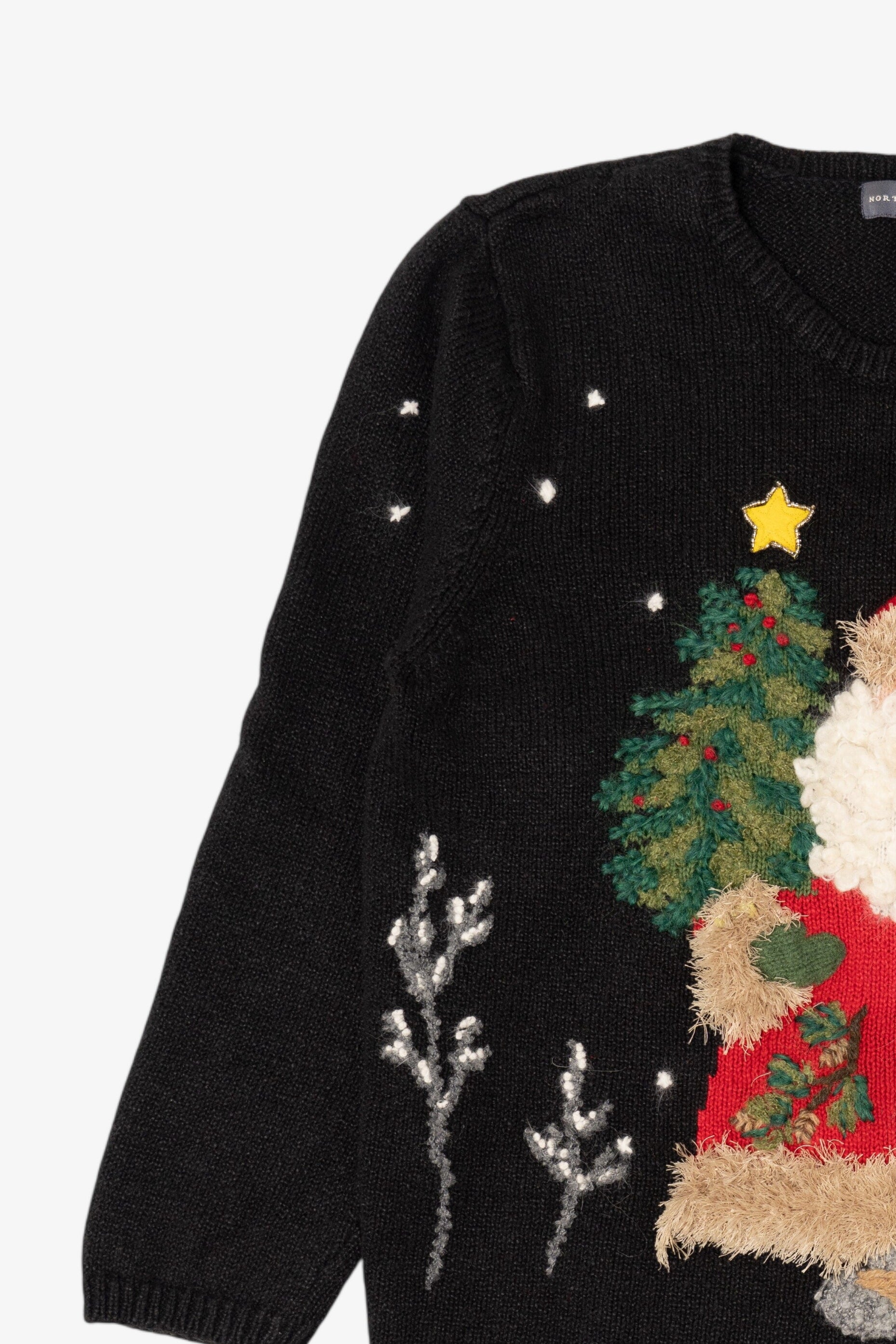 Vintage Black Northern Isles Santa Ugly Christmas Pullover (2000s)