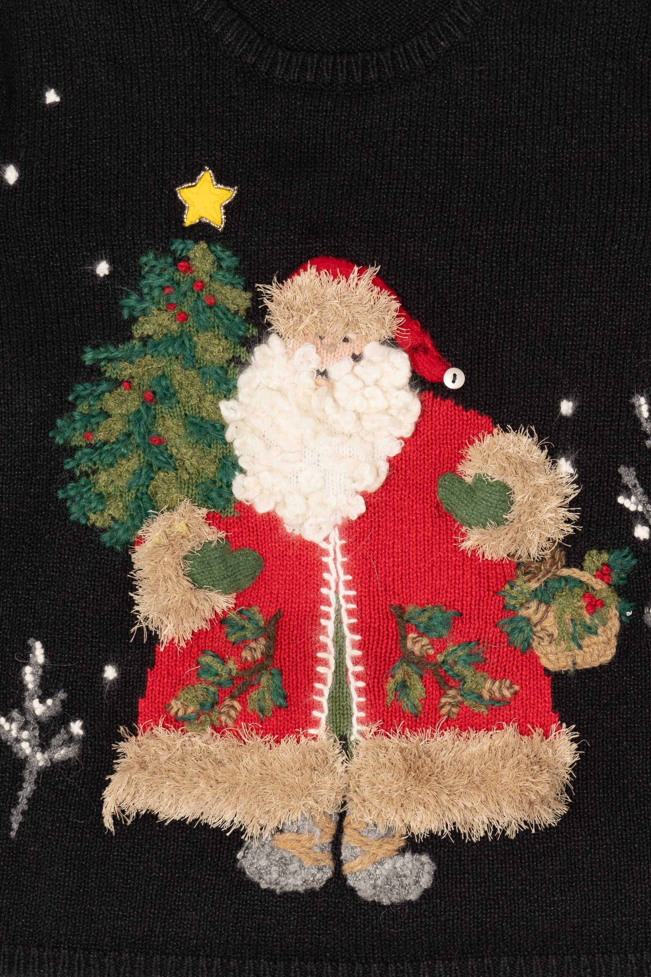 Vintage Black Northern Isles Santa Ugly Christmas Pullover (2000s)