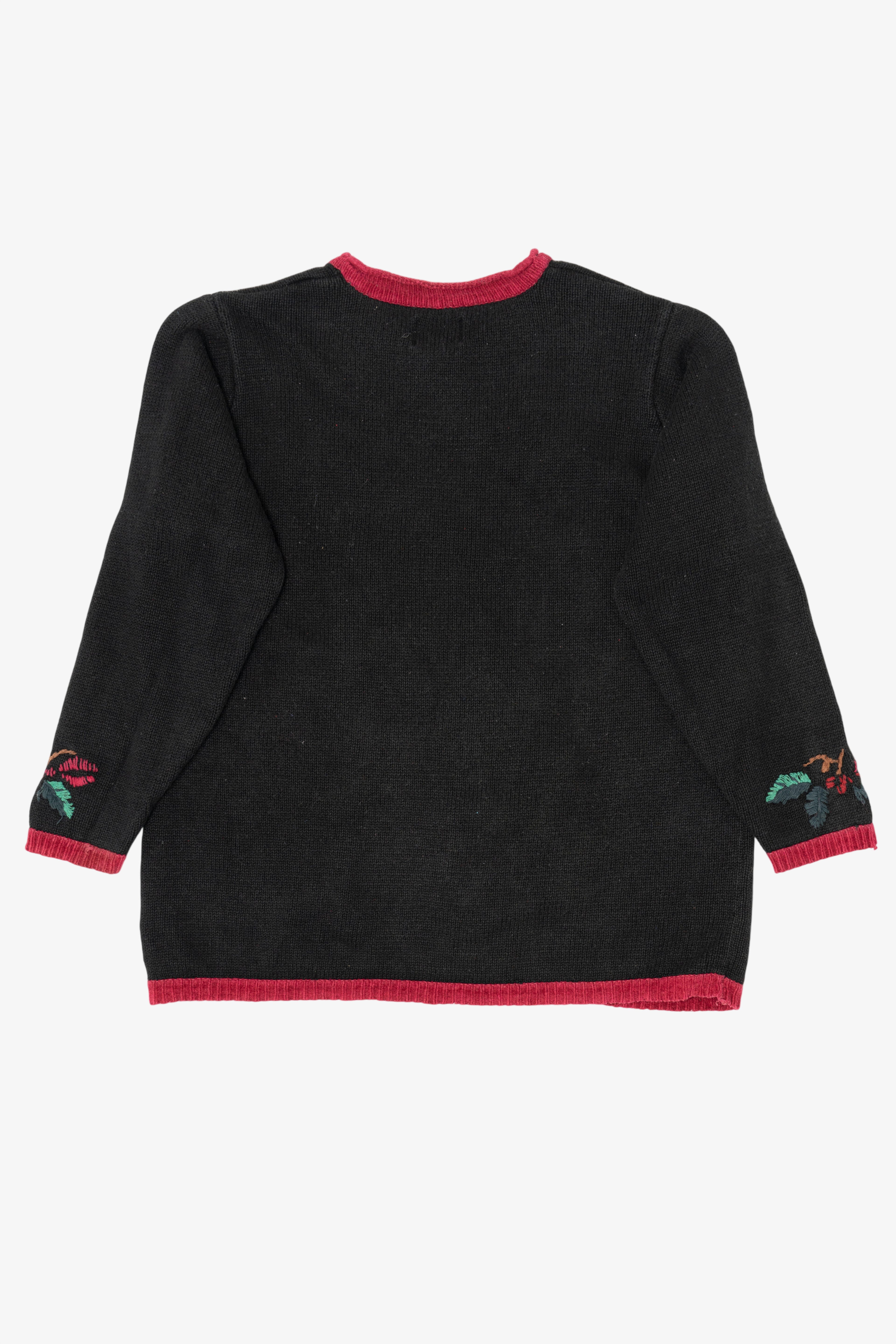 Vintage Black Nutcracker Bears Tree Decorating Ugly Christmas Pullover (1990s)