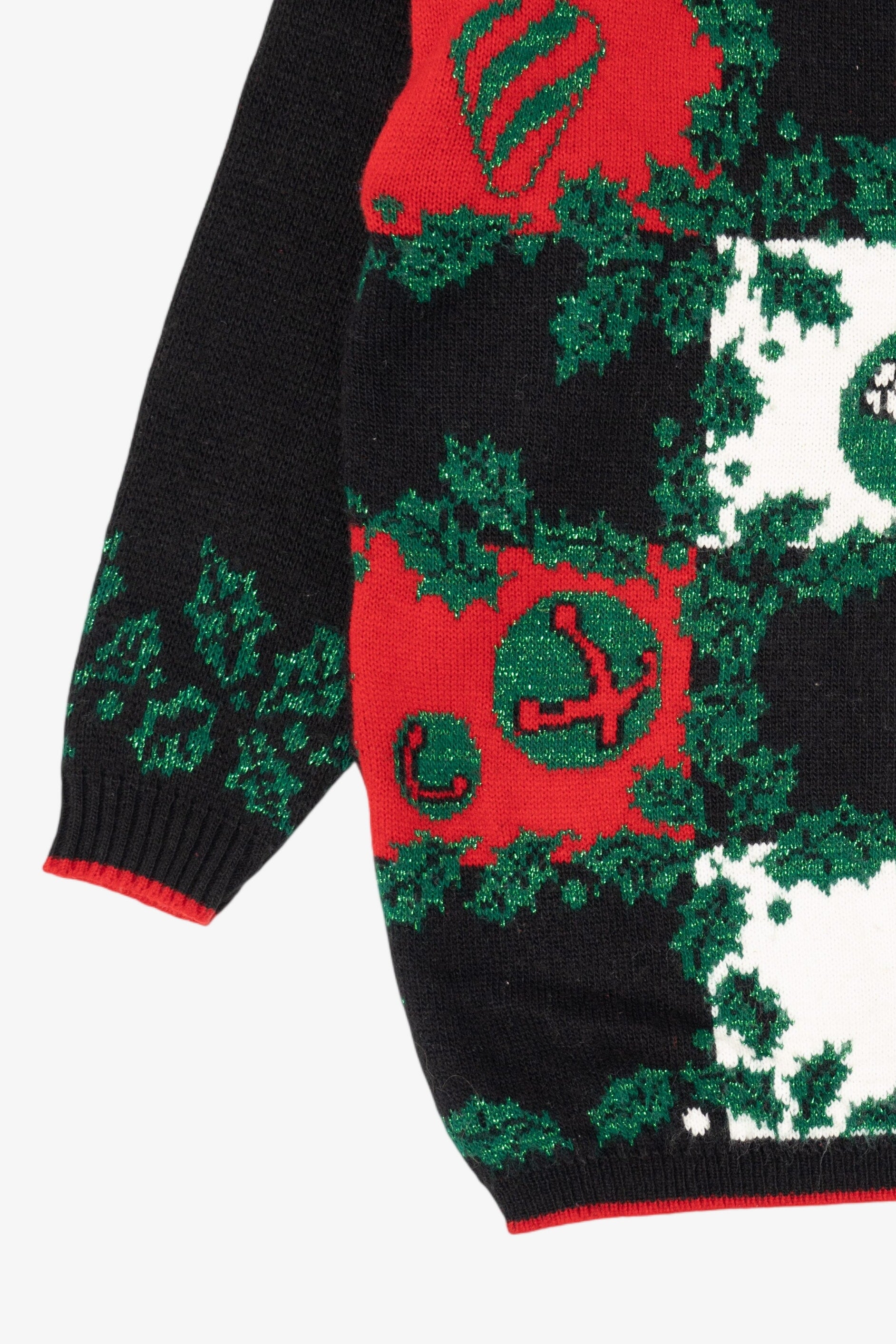 Vintage Black Ornaments Ugly Christmas Pullover (1980s)