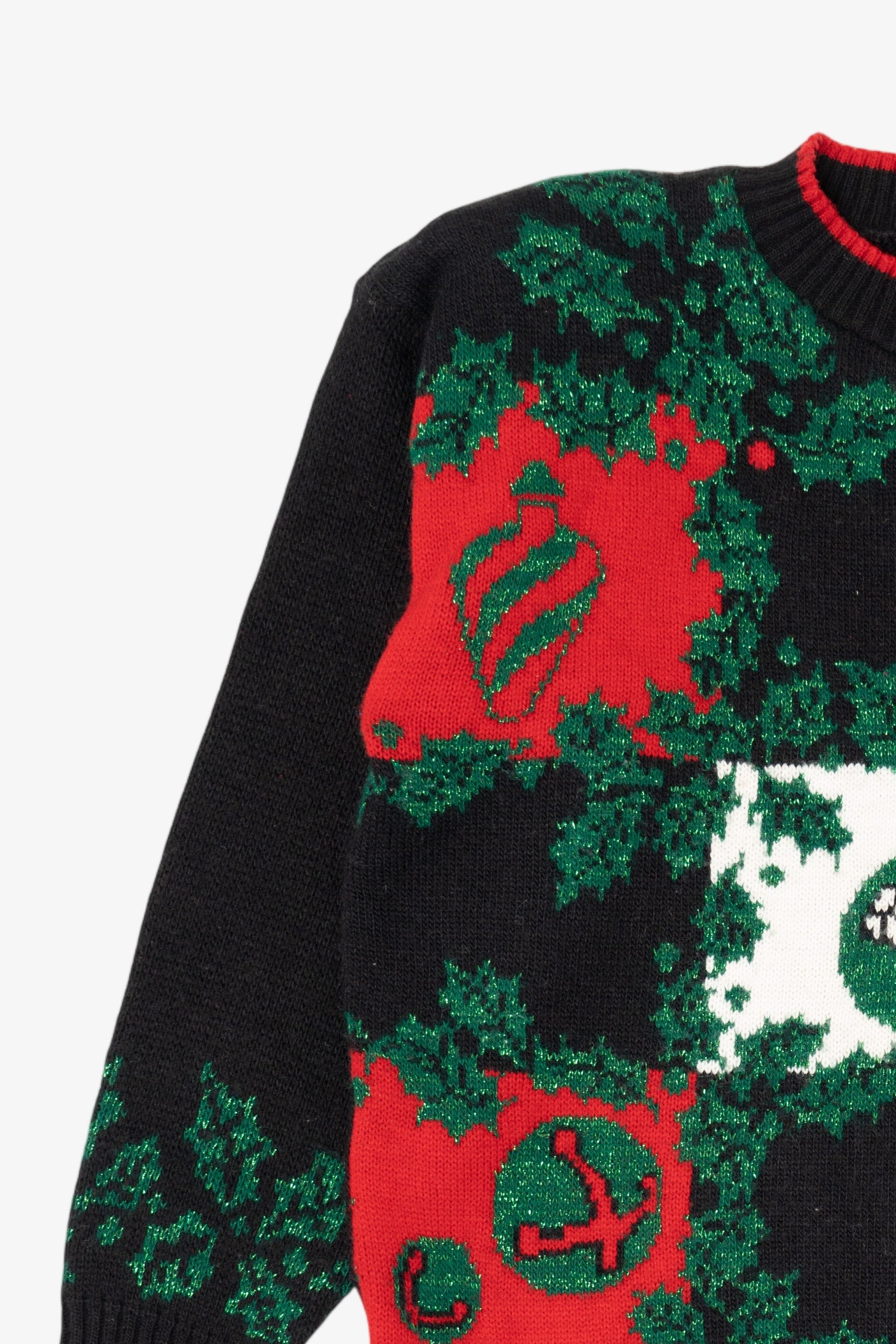 Vintage Black Ornaments Ugly Christmas Pullover (1980s)