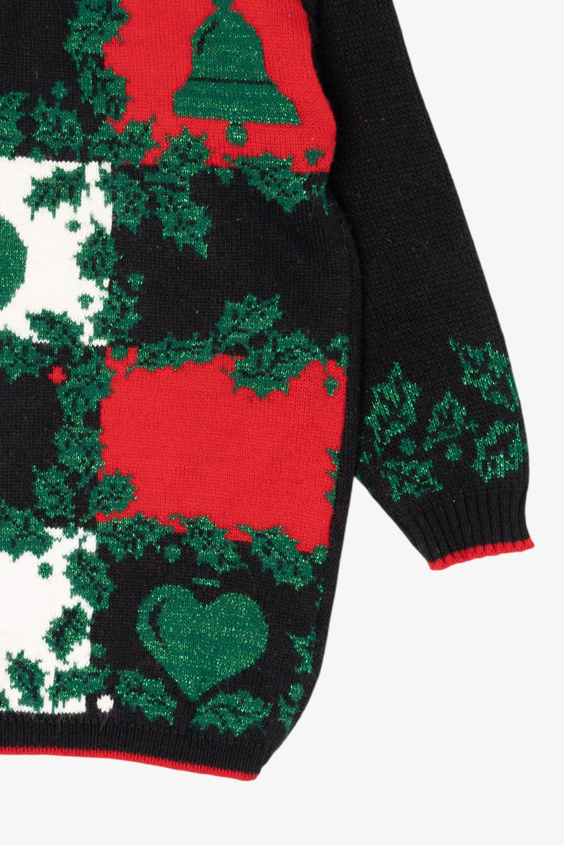 Vintage Black Ornaments Ugly Christmas Pullover (1980s)