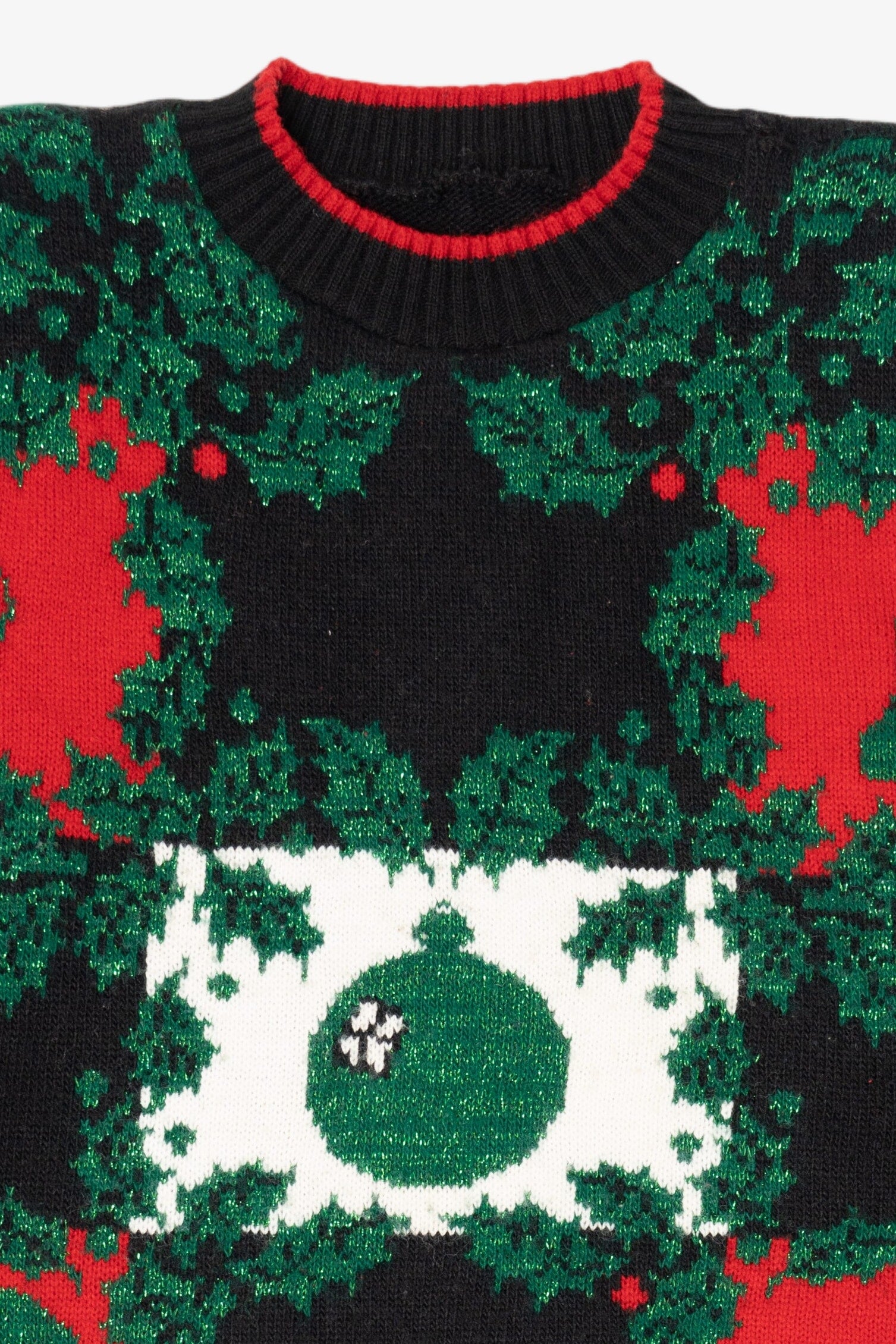 Vintage Black Ornaments Ugly Christmas Pullover (1980s)