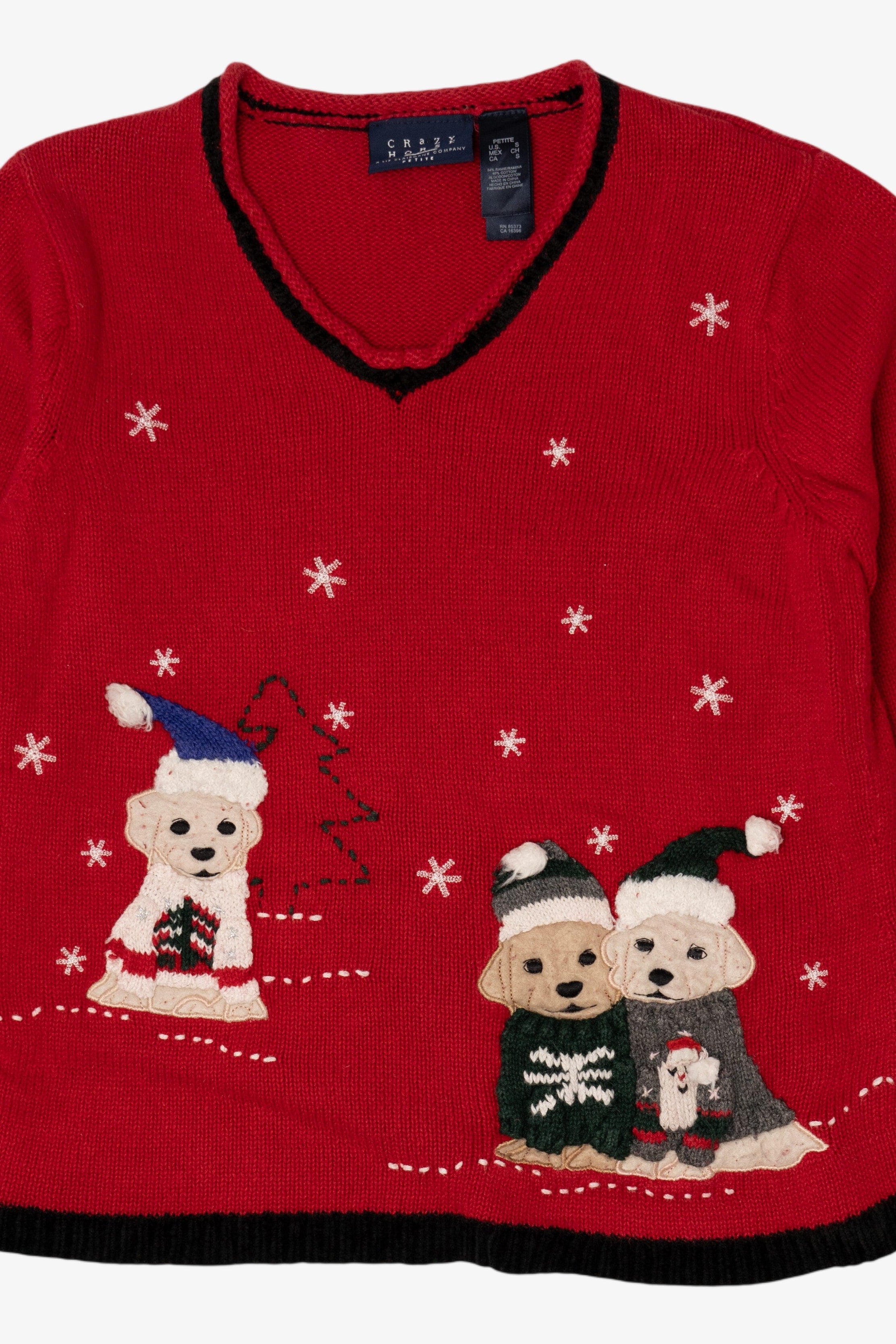Vintage Red Crazy Horse Dogs Ugly Christmas Pullover (2000s)