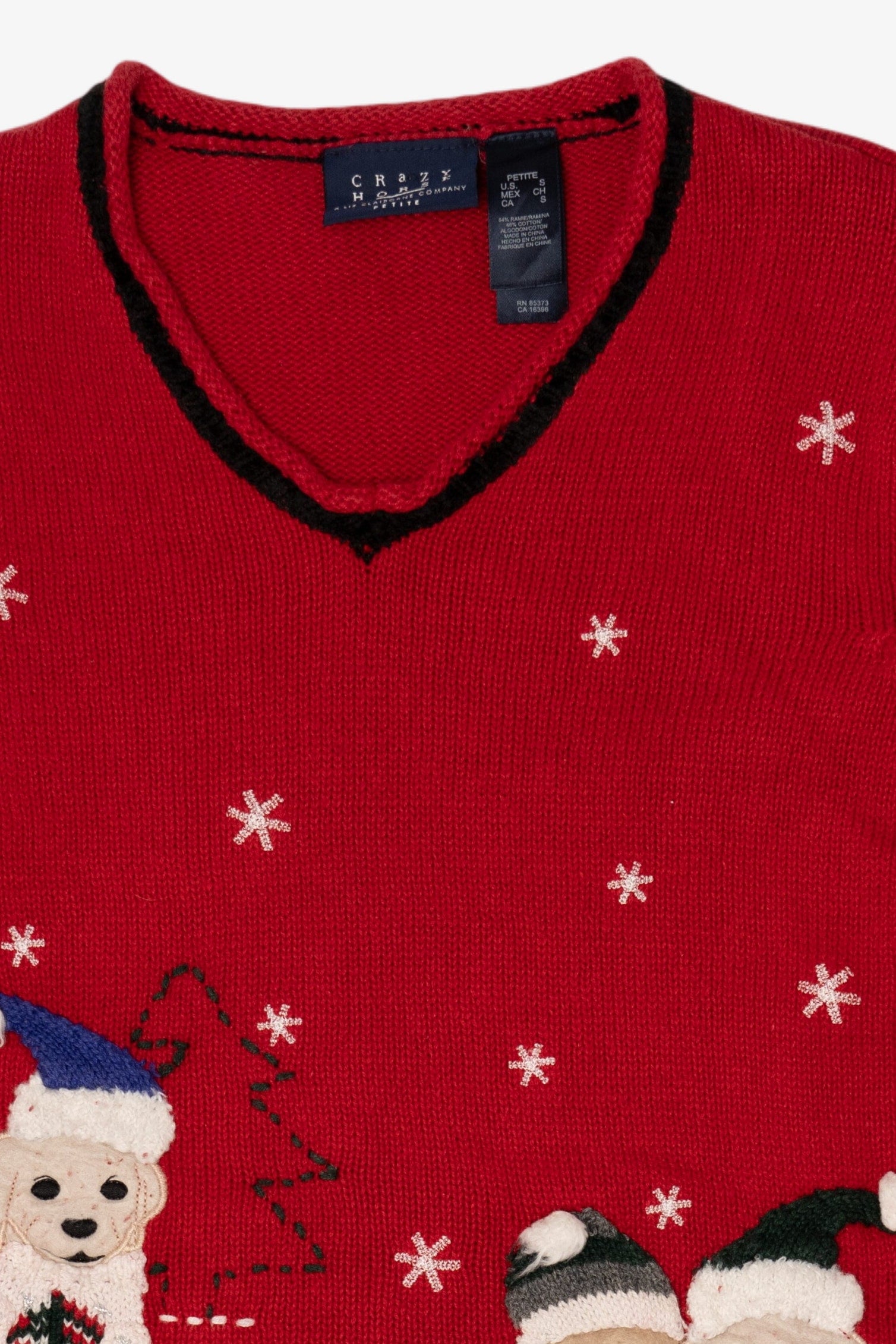 Vintage Red Crazy Horse Dogs Ugly Christmas Pullover (2000s)
