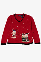 Vintage Red Crazy Horse Dogs Ugly Christmas Pullover (2000s)