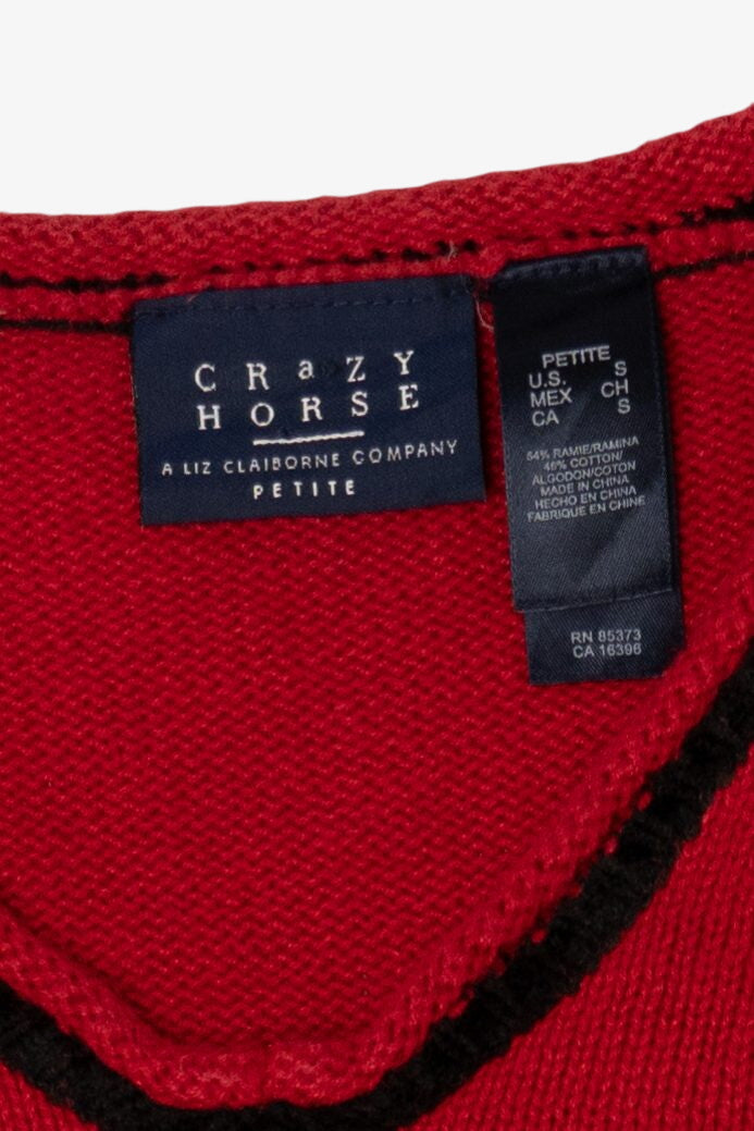 Vintage Red Crazy Horse Dogs Ugly Christmas Pullover (2000s)