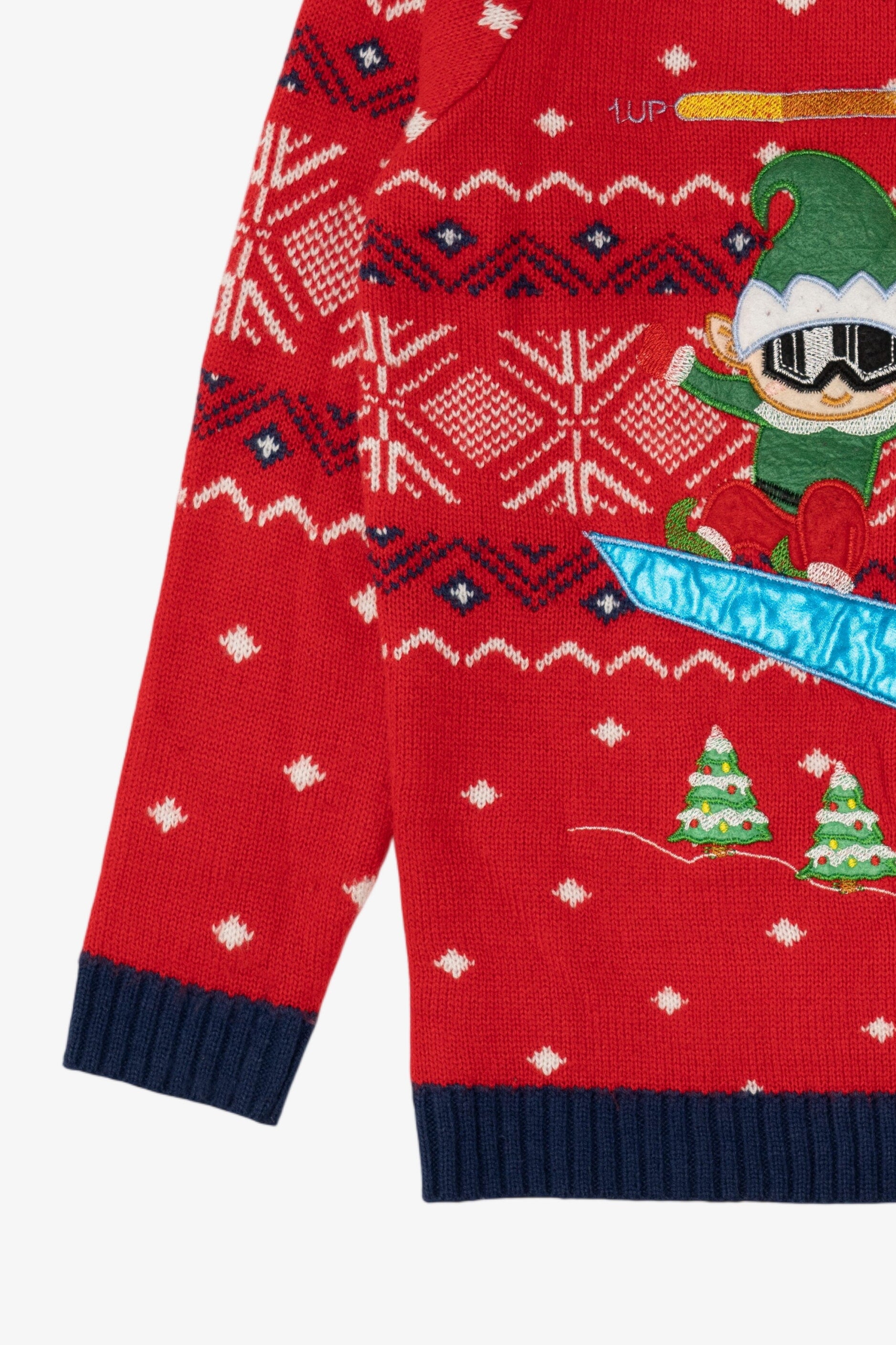 Holiday Time Cool Elves Snowboarding Ugly Christmas Pullover