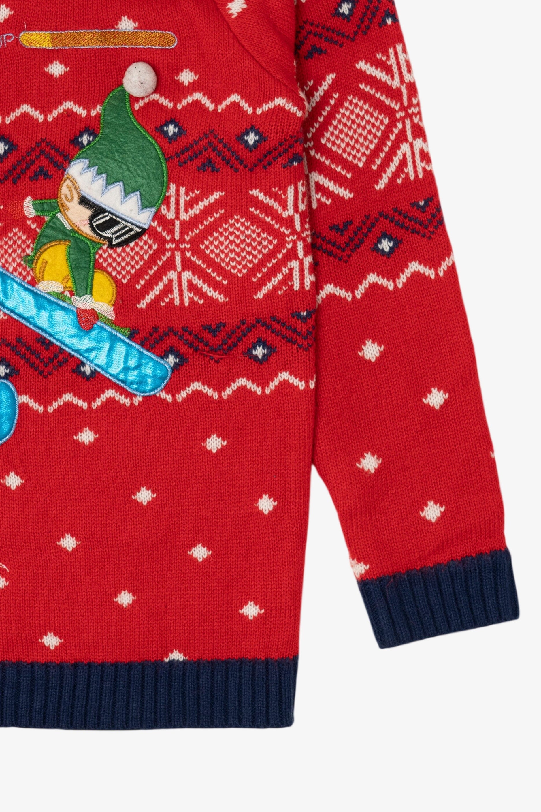 Holiday Time Cool Elves Snowboarding Ugly Christmas Pullover