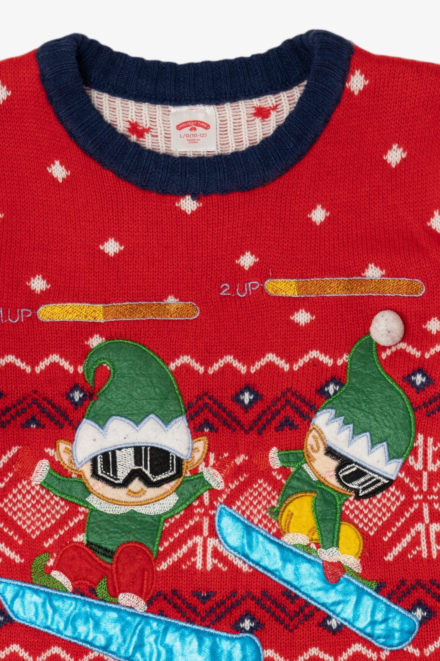 Holiday Time Cool Elves Snowboarding Ugly Christmas Pullover