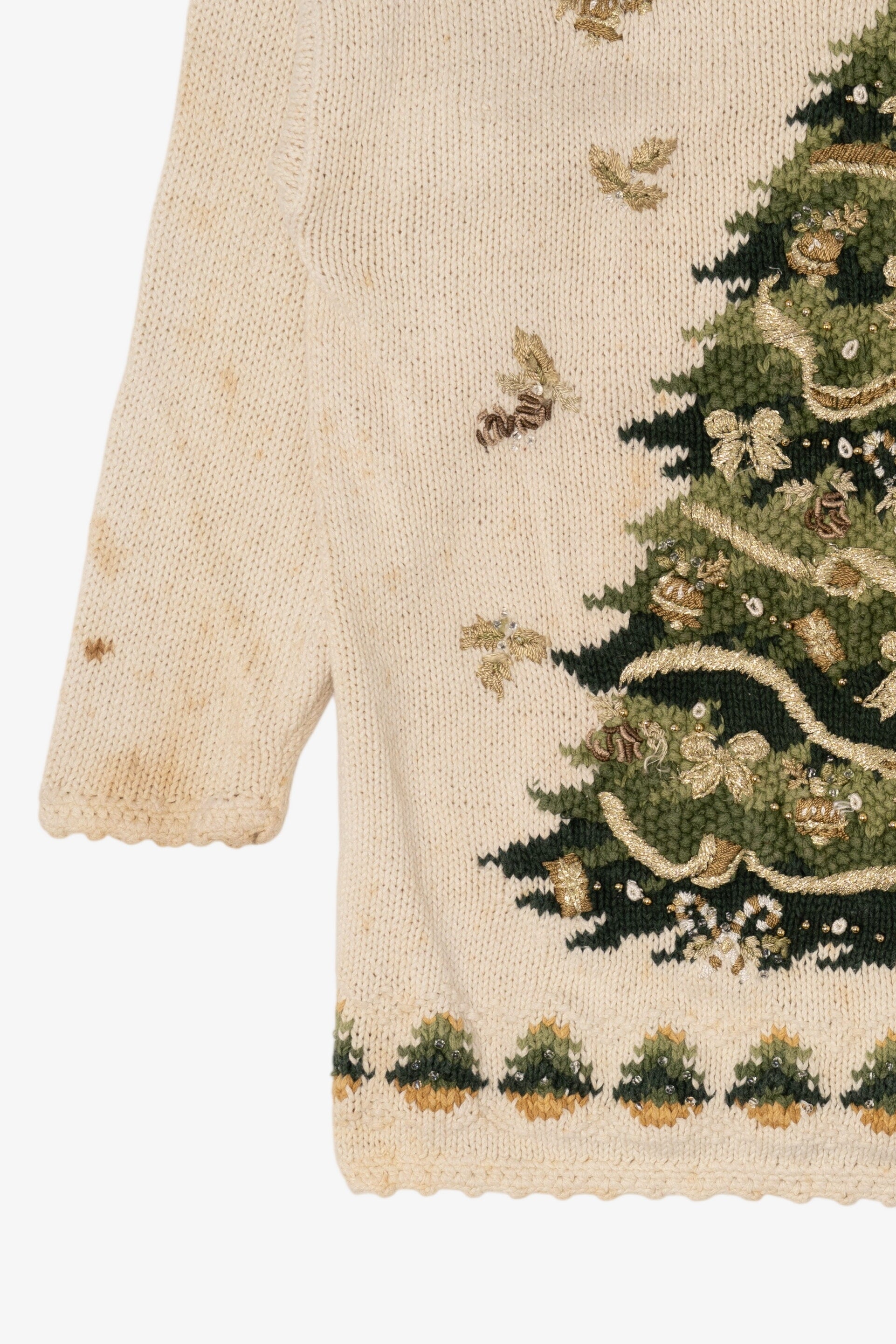 Vintage Beige Heirloom Collectible Tree Ugly Christmas Pullover (2000s)